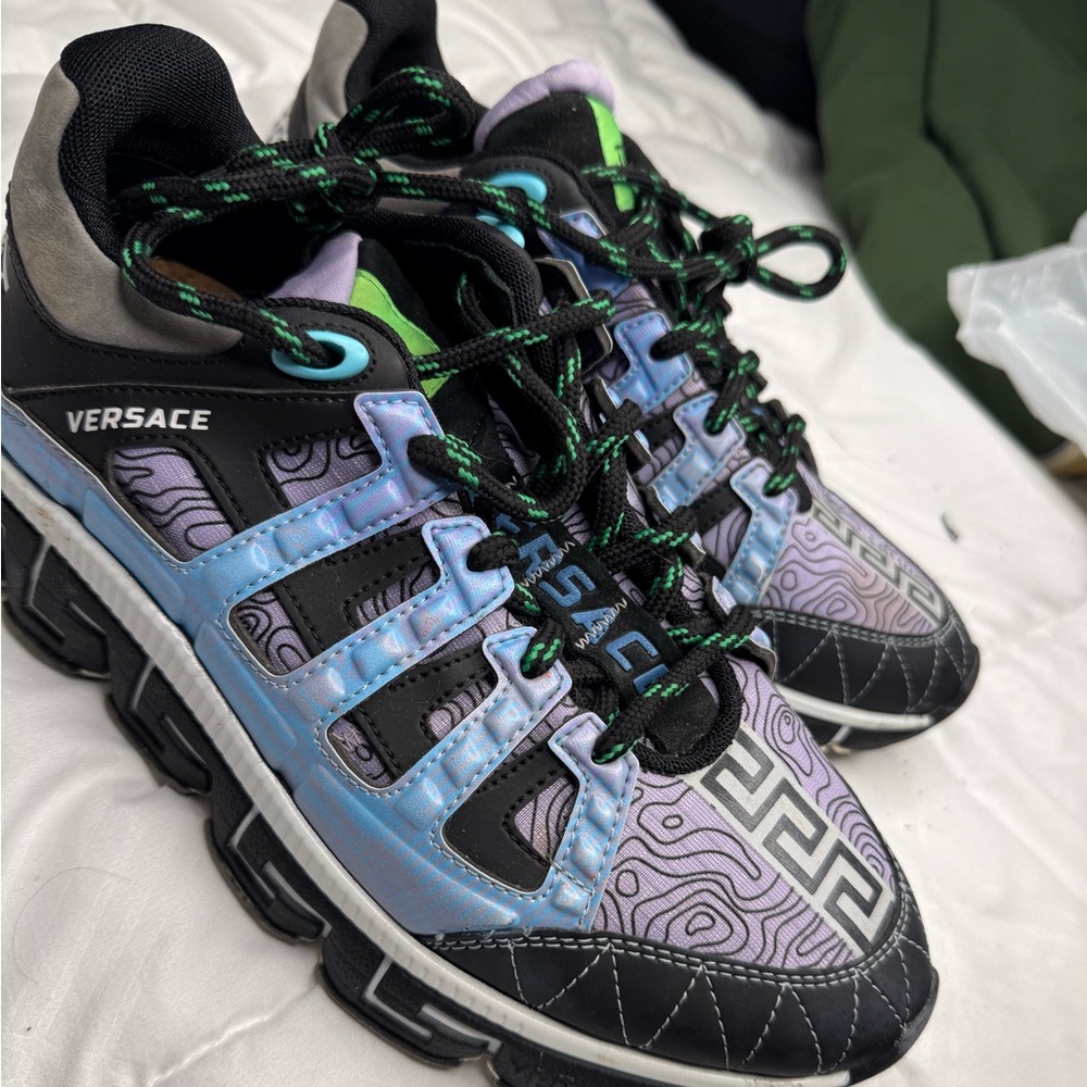 Size 40 fit women 9 Versace Trigreca Milan - Blue/Jacaranda/Light Grey sneakers